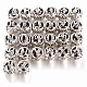 Hollow Antique Silver Plated Thai Sterling Silver Micro Pave Cubic Zirconia European Beads CPDL-E037-57-1