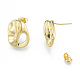 Oval Brass Stud Earrings for Women EJEW-N011-99-3