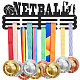 鉄メダル ハンガー ホルダー ディスプレイ ウォール ラック  3行  ネジ付き  ブラック  バスケットボール  400x150mm ODIS-WH0021-870-1