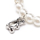 ABS Plastic Imitation Pearl  & Rhinestone Beaded Stretch Bracelet with Alloy Charm for Women BJEW-JB08526-02-5