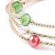 Bling Glass & Brass Tube Beaded Multi-strand Bracelet BJEW-TA00108-4
