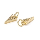 Brass Micro Pave Clear Cubic Zirconia Charms KK-E068-VB246-3