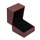 Quadrat Leder Ring Geschenk-Boxen mit schwarzem Samt LBOX-D009-07A-3
