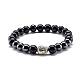 Natural Obsidian & Non-Magnetic Synthetic Hematite Round Beads Energy Stretch Bracelet for Men Women BJEW-JB06968-01-1