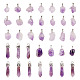 CHGCRAFT 34Pcs 3 Styles Natural Amethyst Pendants Bulk Bullet Necklace Amethyst Pendants Irregular Gemstone Charm with Findings for DIY Necklace Jewelry Making G-CA0001-65-1