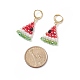 Wassermelonen-Ohrringe mit geflochtenen Perlen aus Glas EJEW-TA00139-2