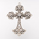 Alliage strass croix gros pendentifs gothiques ALRI-1475-RS-2