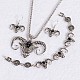 Antique Silver Plated Fashionable Retro Glass Cattle Jewelry Sets: Earrings & Bracelets & Necklace SJEW-E044-06C-1