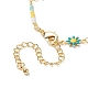 Bracelet chaîne à maillons fleur en laiton avec perles de rocaille pour femme BJEW-JB09297-5