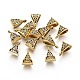 チベットスタイルの合金チューブベイル  ループベイル  保釈ビーズ  三角形  アンティーク黄金  カドミウムフリー＆鉛フリー  15.5x10x7mm  穴：1.5mm X-GLF10525Y-2