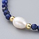 Bracelets extensibles en perles de lapis-lazuli naturel (teint) BJEW-JB04676-02-2