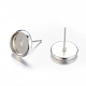 Brass Stud Earring Settings IFIN-Q006-S-NF-2