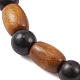 Эластичные браслеты из натурального дерева с бусинами BJEW-JB09621-4