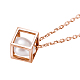 TINYSAND 925 Sterling Silver Cube Pearl Pendant Necklaces TS-N266-RG-2
