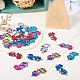 24pcs 6 Colors Printed Alloy Kitten Connector Charms ENAM-TA0001-44-5