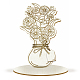 Biglietto di auguri con bouquet di fiori in legno AJEW-WH0441-009-1