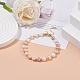 Natural Pearl Beaded Bracelet with Brass Heart Charm for Women BJEW-JB08165-01-2