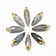 Natural Flower Agate Pointed Pendants G-Q495-06G-1