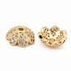 Bouchons de perles de zircone cubique en laiton micro-pavé écologique à fleurs multi-pétales ZIRC-M098-02G-FF-2