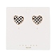 Boucles d'oreilles coeur damier noir et blanc EJEW-Z013-01LG-3