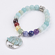 Gioielli chakra perline di pietre preziose naturali e braccialetto di fascino di amazzonite di fiori BJEW-JB03608-04-1