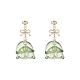 Boucles d'oreilles pendantes en verre d'arbre de Noël avec perles de coquillage EJEW-TA00236-1