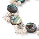 Bracelets de perles en coquille d'ormeau naturelle ronde plate/coquille de paua BJEW-JB05776-04-2