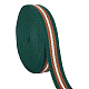 10ヤードのポリエステルストライプリボン  フラット  濃い緑  1-1/4インチ（32mm）  約10.00ヤード（9.14m）/ロール SRIB-WH0011-068B-1
