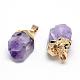 Electroplated Natural Amethyst Pendants G-Q481-19G-1