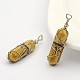 Bullet Natural Picture Jasper Wire Wrapped Pointed Pendants G-M225-07P-1