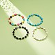 Bracelet extensible en perles de turquoise synthétique (teint) avec croix et tête de mort BJEW-JB08451-2