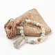 Natural Flower Amazonite and Lava Rock(Dyed) Beads Stretch Charm Bracelets BJEW-JB03728-02-4