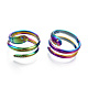 304 ステンレス製スネークツイストリング  調節可能なリング  女性の女の子のためのラップリング  虹色  usサイズ6（16.9mm） RJEW-N038-114M-2