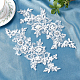 GORGECRAFT 2PCS Embroidered Patches Iron 3D Lace Applique Patches Embroidery Floral Motif Beaded Lace Trim Fabric Pearl Appliques for Clothes Dress (White) DIY-GF0005-86-5