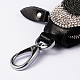 Porte-clés ovale en cuir tête de mort avec strass KEYC-K004-03-6