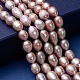 Hebras de perlas ovaladas de agua dulce cultivadas naturales X-PEAR-R015-43-5
