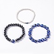 Set di 3 braccialetti elasticizzati con perline rotonde in stile 3 turchesi sintetici (tinti) ed ematite BJEW-JB07620-2