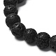 Bracciale elasticizzato con perle di roccia lavica naturale BJEW-JB06885-5