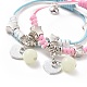 2 stücke 2 farbe leuchtende perlen & legierung emaille charms armbänder set VALE-PW0001-028A-3
