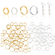 SUPERFINDINGS 60Pcs 4 Style Brass Bead Frames Double Hole Hexagon Bead Frames Round Ring Frame Connectors Hollow Metal Bead Frame for Necklace Bracelet Making KK-FH0005-31-1