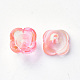 Bouchons de perles en verre peint à la bombe transparent à 4 pétale X-GGLA-S054-009B-03-2