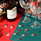 クリスマステーマの合金エナメルワイングラスチャーム  真鍮のフープピアスとガラスパールビーズ付き  混合図形  ミックスカラー  48~55mm  12個/セット AJEW-SC0002-07-4