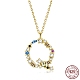 925 ожерелье с кулоном из стерлингового серебра с буквой Q и разноцветным кубическим цирконием для женщин NJEW-BB72216-B-1