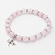 Natural Rose Quartz Charm Bracelets BJEW-N0017-A01-1