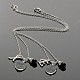 Silver Tone Brass Druzy Resin Flat Round Pendant Necklaces NJEW-JN01165-02-1