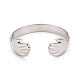 304 Stainless Steel Double Hand Hug Open Cuff Ring for Women RJEW-C025-08B-P-3