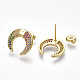 Brass Cubic Zirconia Stud Earrings EJEW-S201-115-2