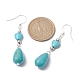 Teardrop & Heart Synthetic Turquoise Dangle Earrings EJEW-JE05531-2