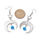 Boucles d'oreilles pendantes étoile et lune en alliage d'argent antique EJEW-JE05637-04-3