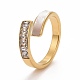 Clear Cubic Zirconia Open Cuff Ring with Rectangle Shell RJEW-F122-02-2